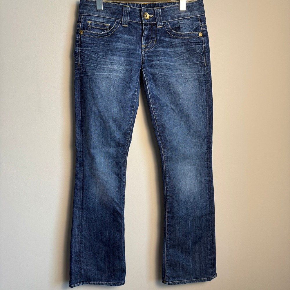 Guess Premium Daredevil Bootcut Jeans Dark Wash Low Rise Denim Womens‎ Size 27